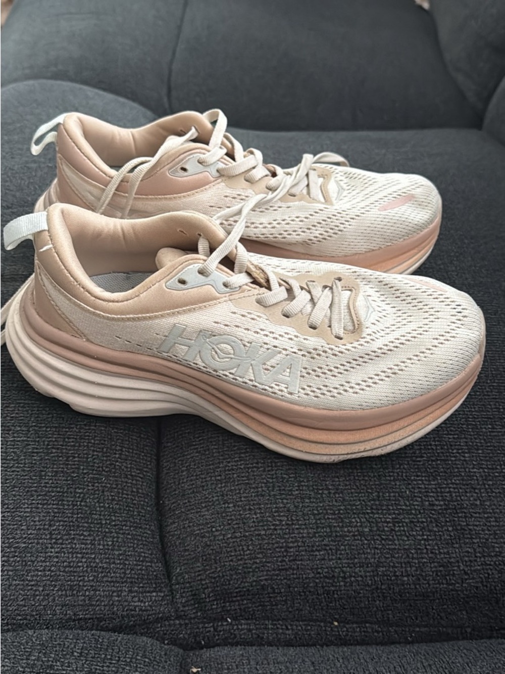 Hoka Women’s Running Shoes - Pale Pink/Cream